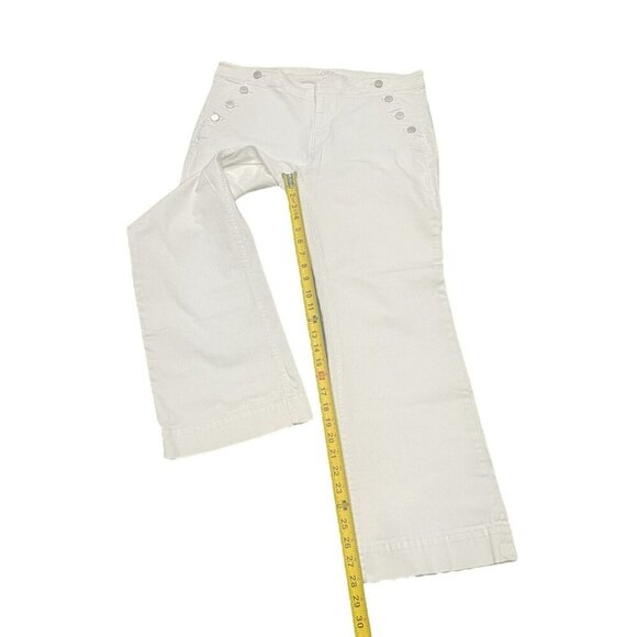 LOFT Curvy High Waist Sandal Flare Off White Jeans 31/12 Petite Buttons Nautical - Picture 3 of 9